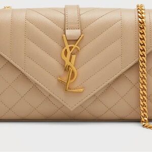 Yves Saint Laurent Tan Gold Crossbody Triquilt Small